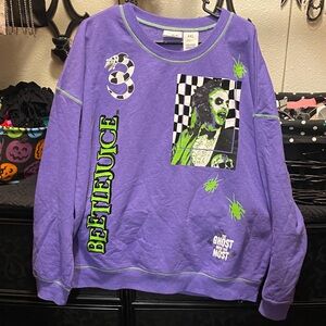 Ghost with the Most Purple Graphic Sweater